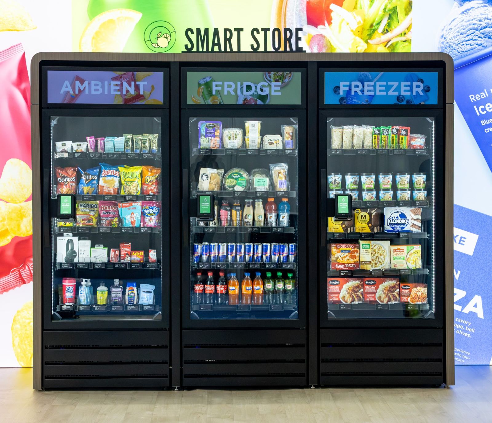 Yummy Hut smart store with ambient, fridge and freezer doors